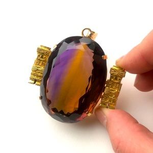 Large Ametrine 18k Gold Pendant
